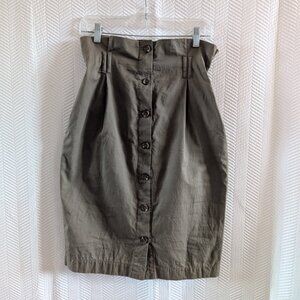 Forever 21 Army Green Cotton Button Down Paper Bag Skirt Size Medium Utility